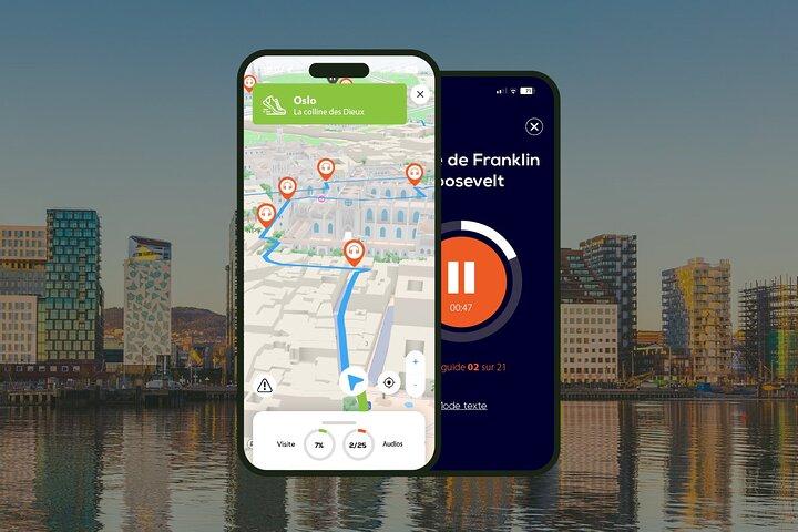 3 uur durende audiogeleide wandeltocht door Oslo met 22 audiocommentaren.