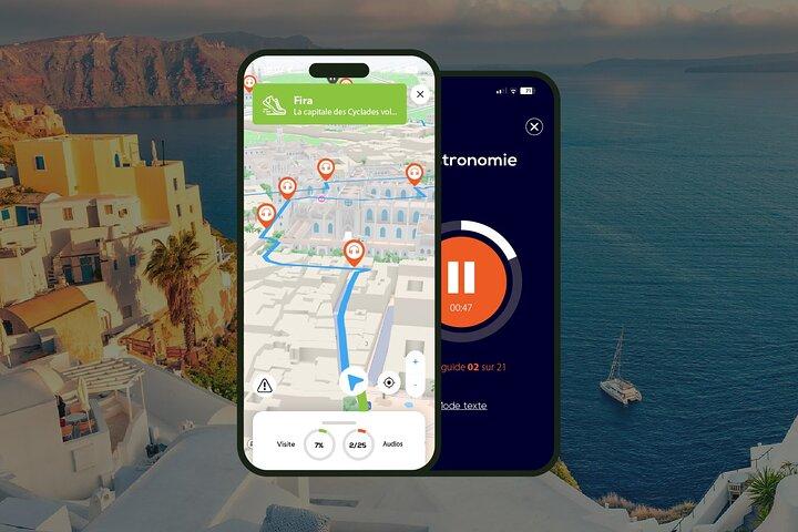 Fira: recorrido a pie audioguiado de 1 hora con 16 comentarios de audio