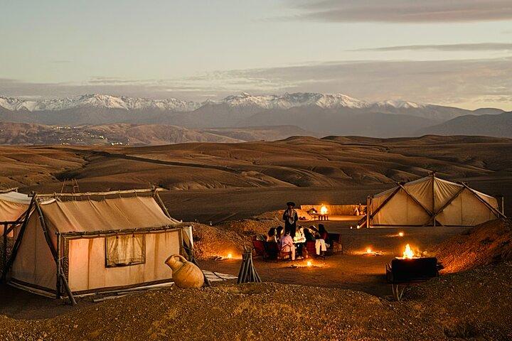 Private Luxury Agafay Sunset Dinner & Fire Show Experience by 4x4