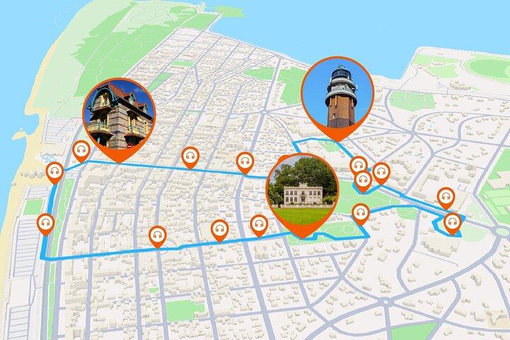 Le Touquet: een audiogeleide wandeltocht van 1,5 uur met 17 commentaren.