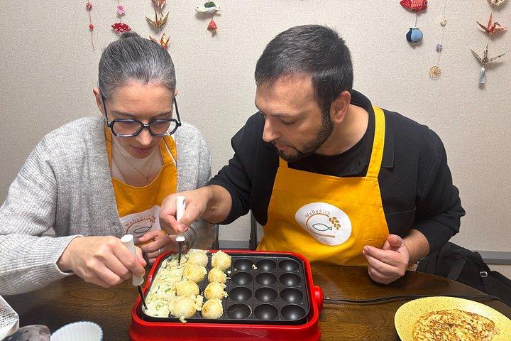 京都でたこ焼きとお好み焼き料理教室1時間