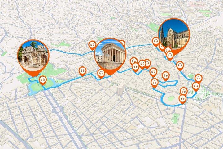 Nîmes Visite audioguidée à pied 1h10 et 18 commentaires audios