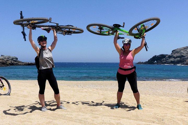 オプショナルEバイクでフォコスビーチへミコノス自転車ツアー