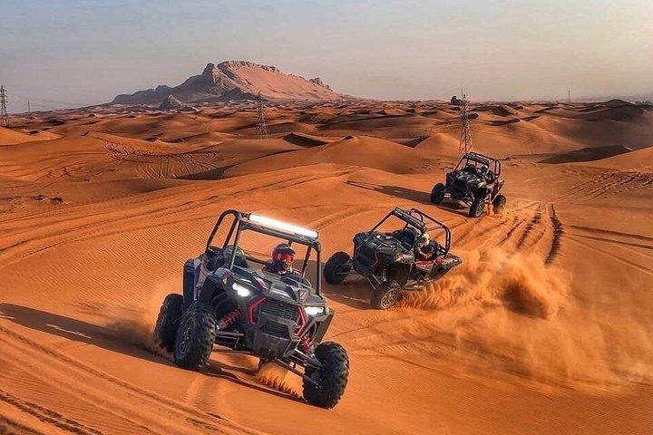 Premium Desert safari With Dune buggy camel ride BBQ dinner
