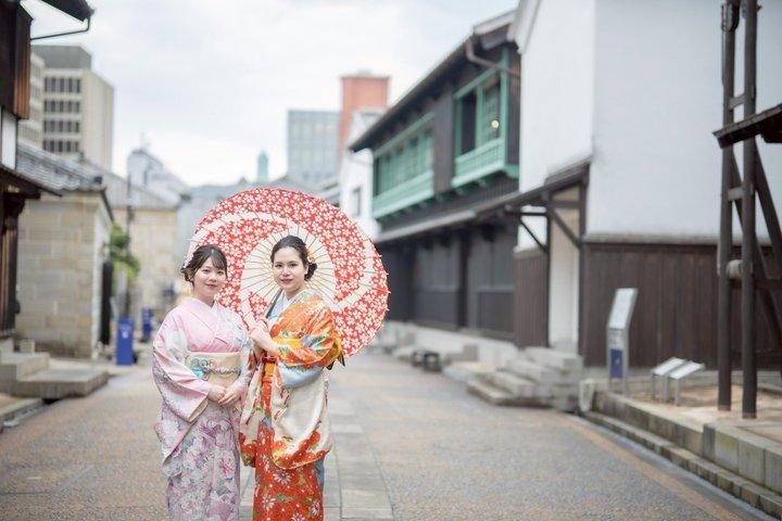 Wanderung mit Kimono Photoshooting in Dejima