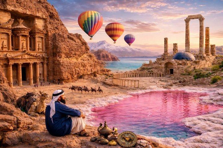 3 - Tour di un giorno : Amman City Tour, Petra, Wadi Rum, Pink Lake & Dead Sea