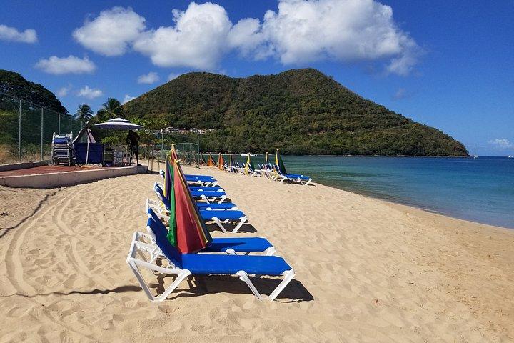 St. Lucia Beach Day with Paradise Beach Comforts & Transportation