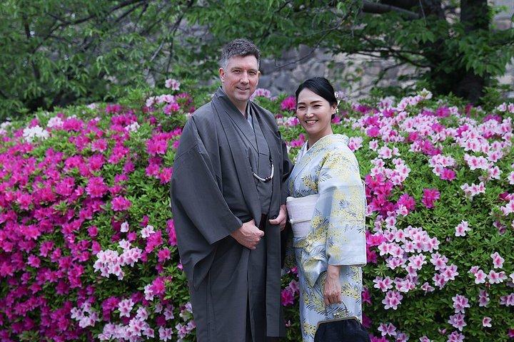 大阪城と散歩で着物撮影