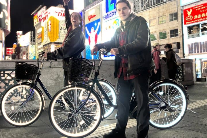 Osaka: LED E-Bike Neon Night Ride to Dotonbori, Namba & Shinsekai