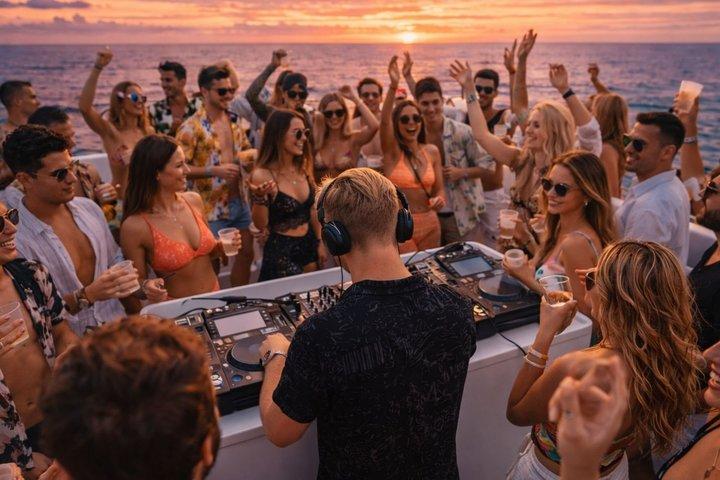 Ibiza - Formentera : サンセットボートパーティー（ドリンク＆フード付き）