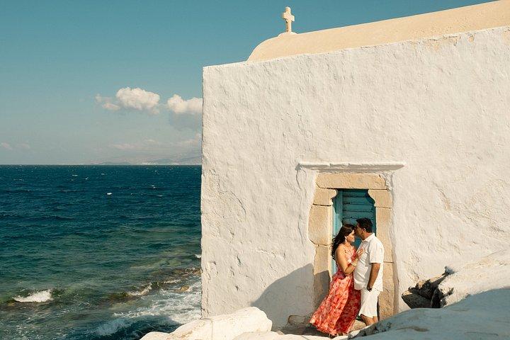 ミコノスでのカップル写真撮影セッション
