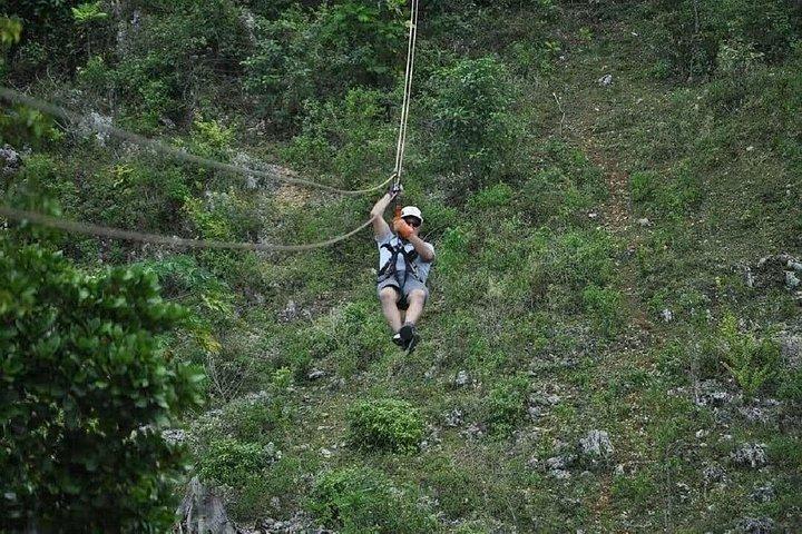 Triple Adrenaline Tour Waterfalls Zipline and Monkey Interaction