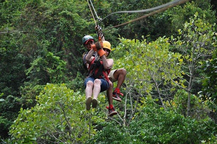 Triple Adrenaline Tour Waterfalls Zipline and Monkey Interaction