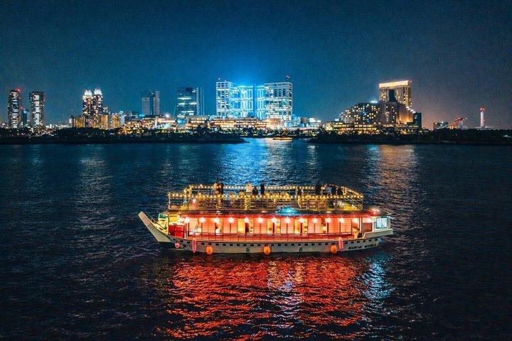 東京ナイトツアー&屋形船クルーズ,すき焼き,三味線&東京タワー