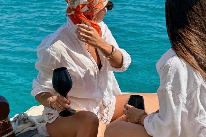 ミコノス島の6時間のプライベートクルーズ（食事と飲み物付き）