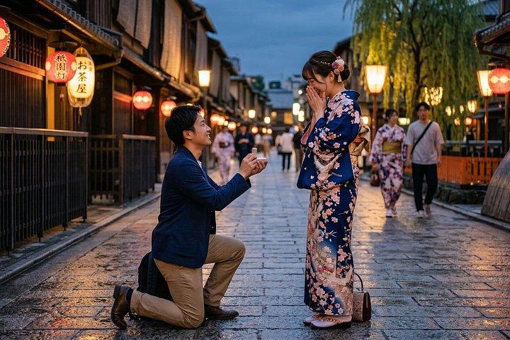 プロのカメラマンと京都サプライズプロポーズ撮影
