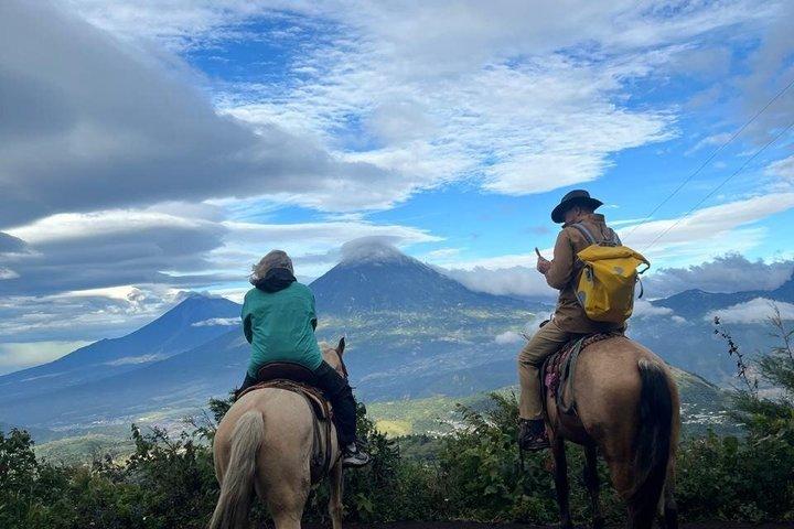 Family tour of the pacaya volcano on horseback, special for children.