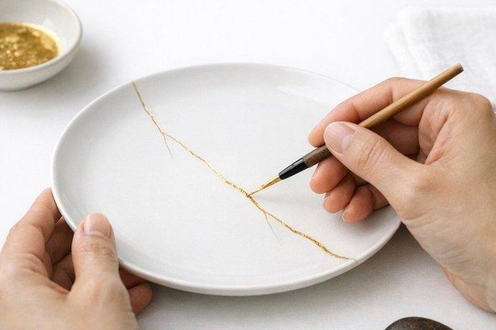 京都中心部で京都伝統の金継ぎ修理体験