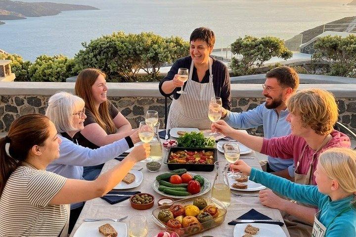 Santorini : Caldera villa Experiencia de Cocina con Vino Local