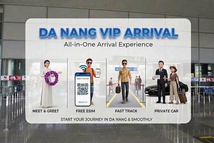 ダナンVIP到着アオザイウェルカムファストトラックフラワーと無料eSIM