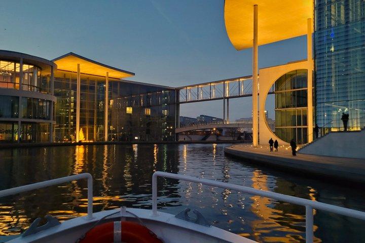 Romantic moonlight trip by ship through Berlin