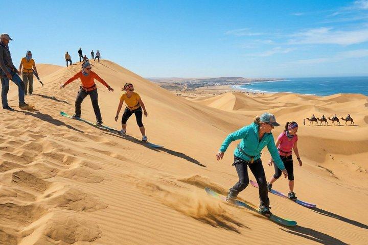 Agadir/Taghazout : Zonsondergang Sandboarden met Diner BBQ