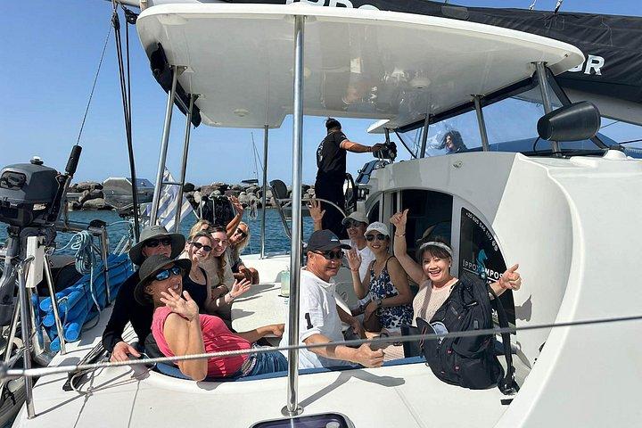 Santorini Standard Small-Group Catamaran Volcano, BBQ and Drinks