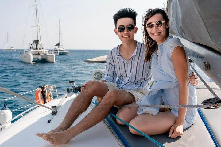 Santorini Standard Small-Group Catamaran Volcano, BBQ and Drinks