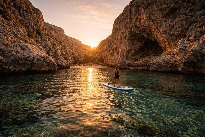 Excursão pelas enseadas de Ibiza: Transfer, guia, snorkeling e stand-up paddle.
