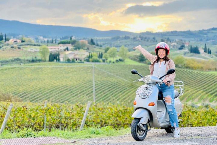 Sunset Vespa Ride Medieval Villages Dinner Wine Tasting &