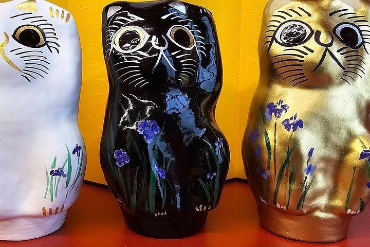 豪徳寺で東京福猫絵画ワークショップ
