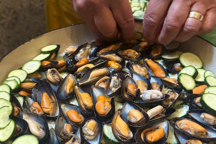 プーリアのメドフィッシュパスタエヴォーとロザートワインアマロコース