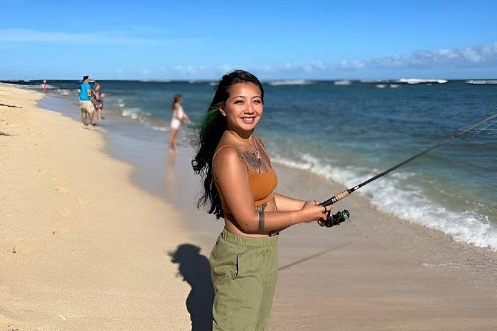 セントルシア西海岸のショアラインフィッシング体験