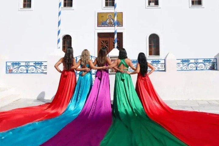 Privat Santorini Flying Dress Photoshoot & Rundrejseoverførsler