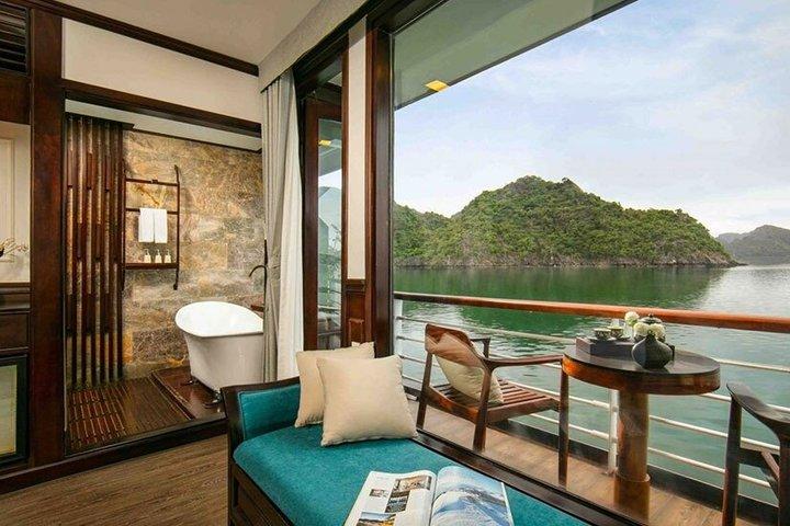 BALCONE PRIVATO Halong Lan Ha Bay All Inclusive Crociere notturne