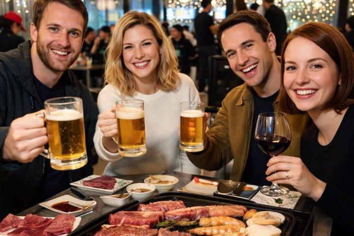 Osaka Rooftop Wagyu BBQ with Unlimited Drinks Kobe Beef Option