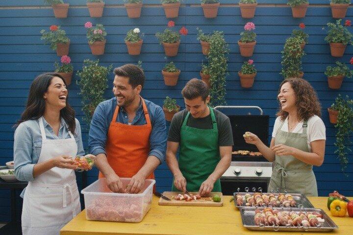 Lezione di barbecue peruviana sopra il fuoco a Cusco con un locale