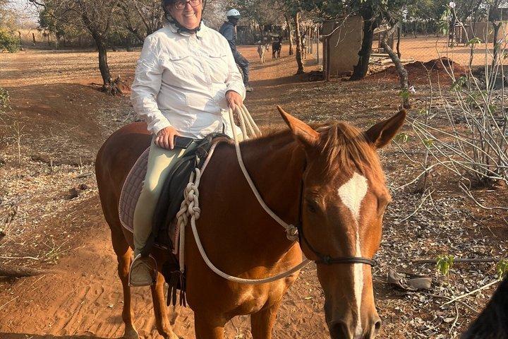 ビクトリアフォールズ小グループ乗馬村体験