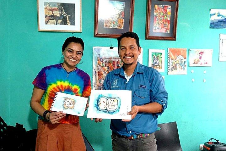 アンティグアグアテマラで水彩画のワークショップ - 屋外で絵を描く