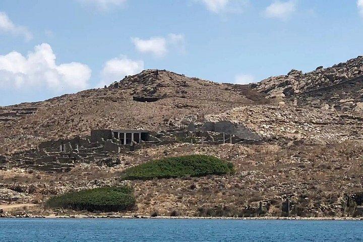 ミコノス島レニア島サンセットクルーズ、デロス島3Dセルフツアー、ディナー