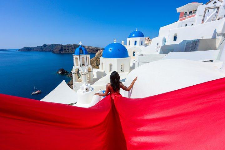 Vestido Volador Santorini con recogida en su hotel y entrega