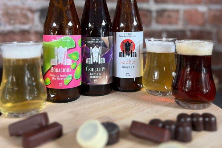 Brüssel : Verkostung von Bier und Schokolade in einer Mikrobrauerei-Brennerei