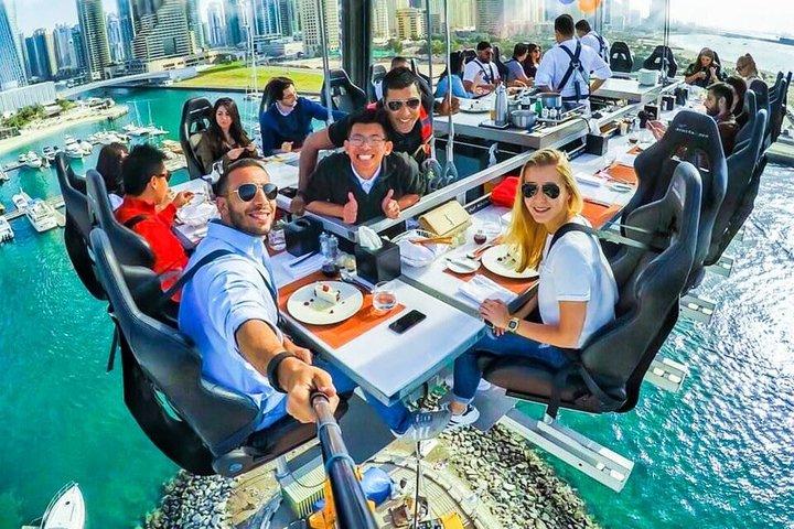 Middag i himlen i Dubai Marina med valgfri overførsel