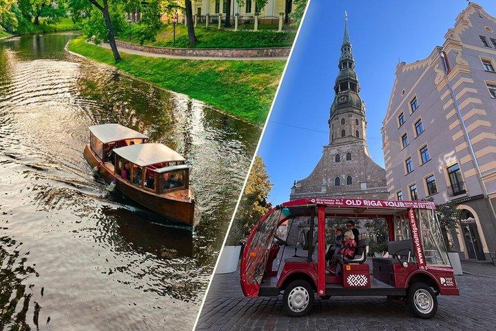 Riga Combo: Boat Tour & Old Town Electrobus Tour med lydguide