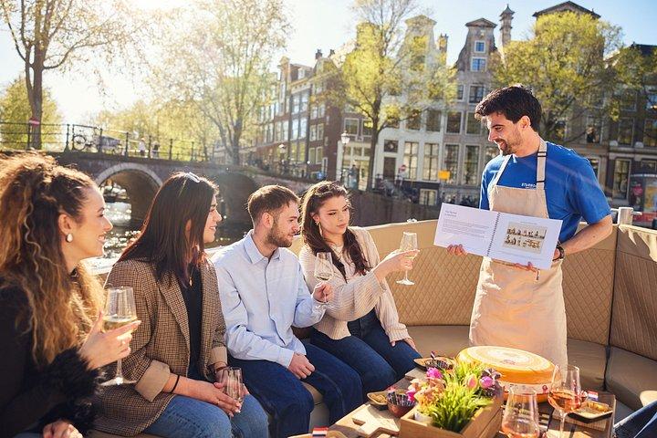 アムステルダム：オールインクドリンクオプション付きチーズテイスティング運河クルーズ