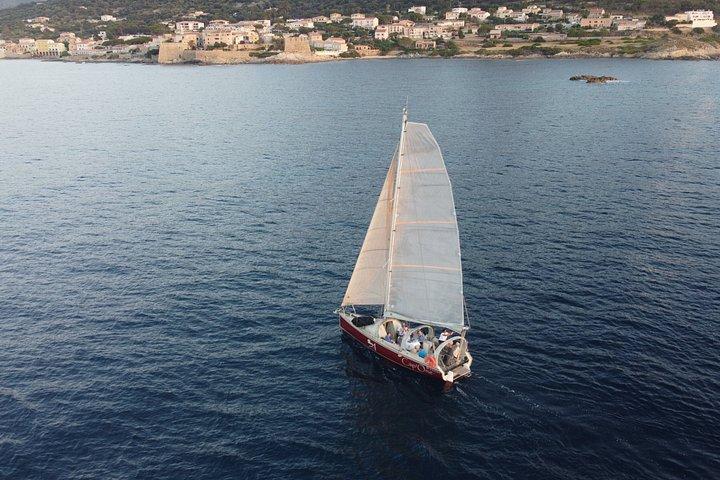Sailing boat ride at sea