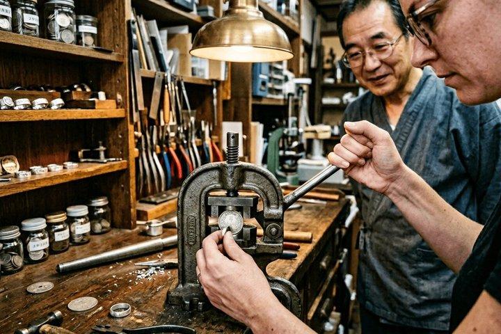 Kyoto : Japanischer Vintage-Münzring, der Klasse herstellt