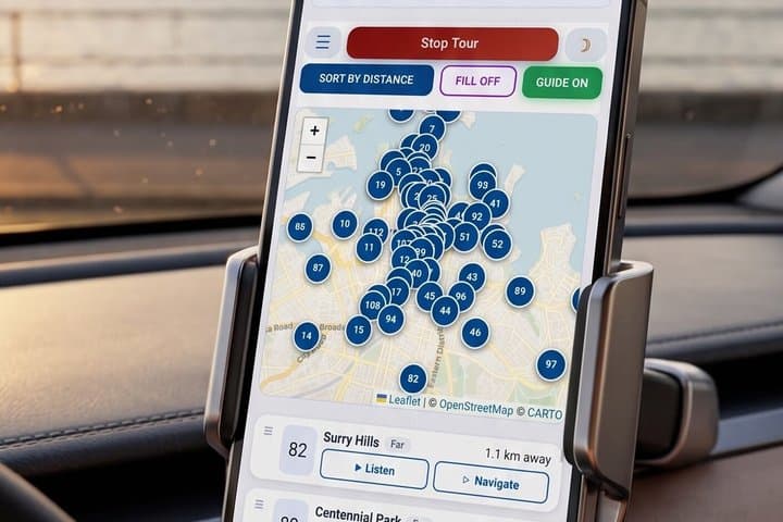 Sydney Audio Self-Guided Tour Web App AI GPS Walk/Drive/Cycle