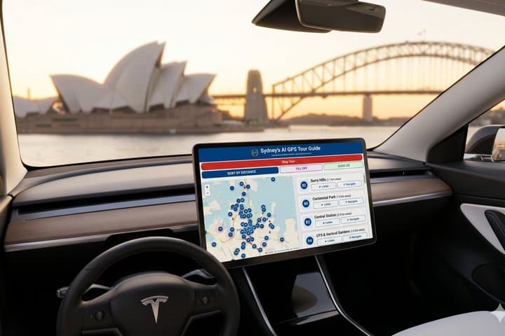 Sydney Audio Self-Guided Tour Web App AI GPS Walk/Drive/Cycle