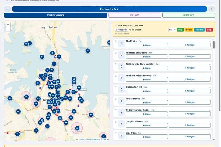 Sydney Audio Self-Guided Tour Web App AI GPS Walk/Drive/Cycle